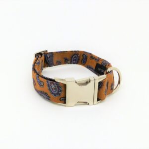 classic dog collar in paisley caramel print