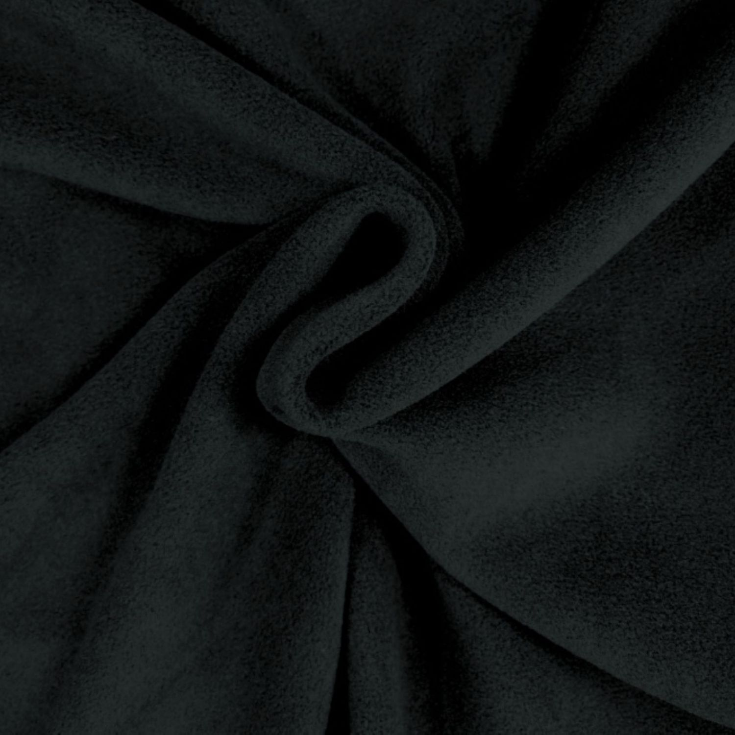 “Close‑up view of black fleece fabric, showing its plush, fuzzy texture and gentle surface detail.”