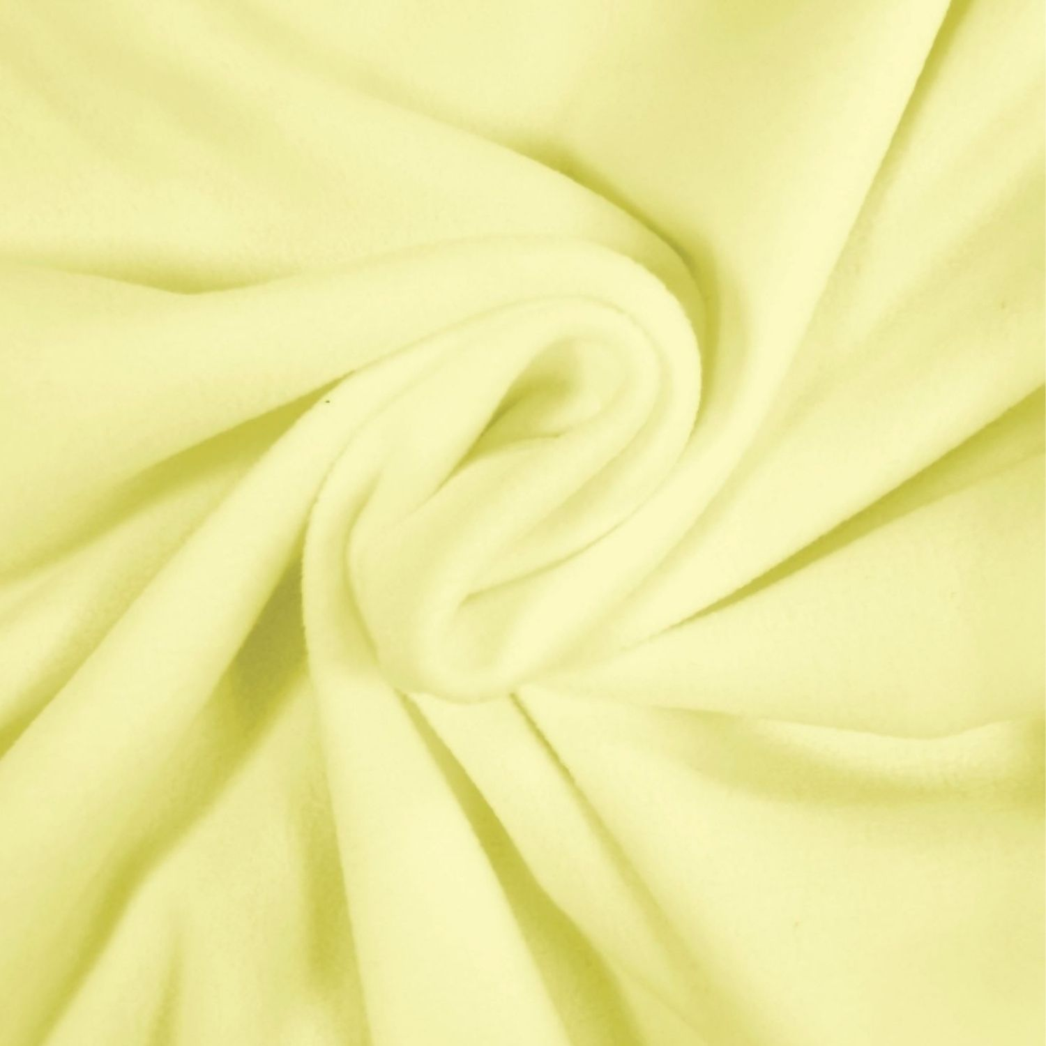 “Close‑up view of lemon‑yellow fleece fabric, showing its soft, plush, and slightly fuzzy texture.”