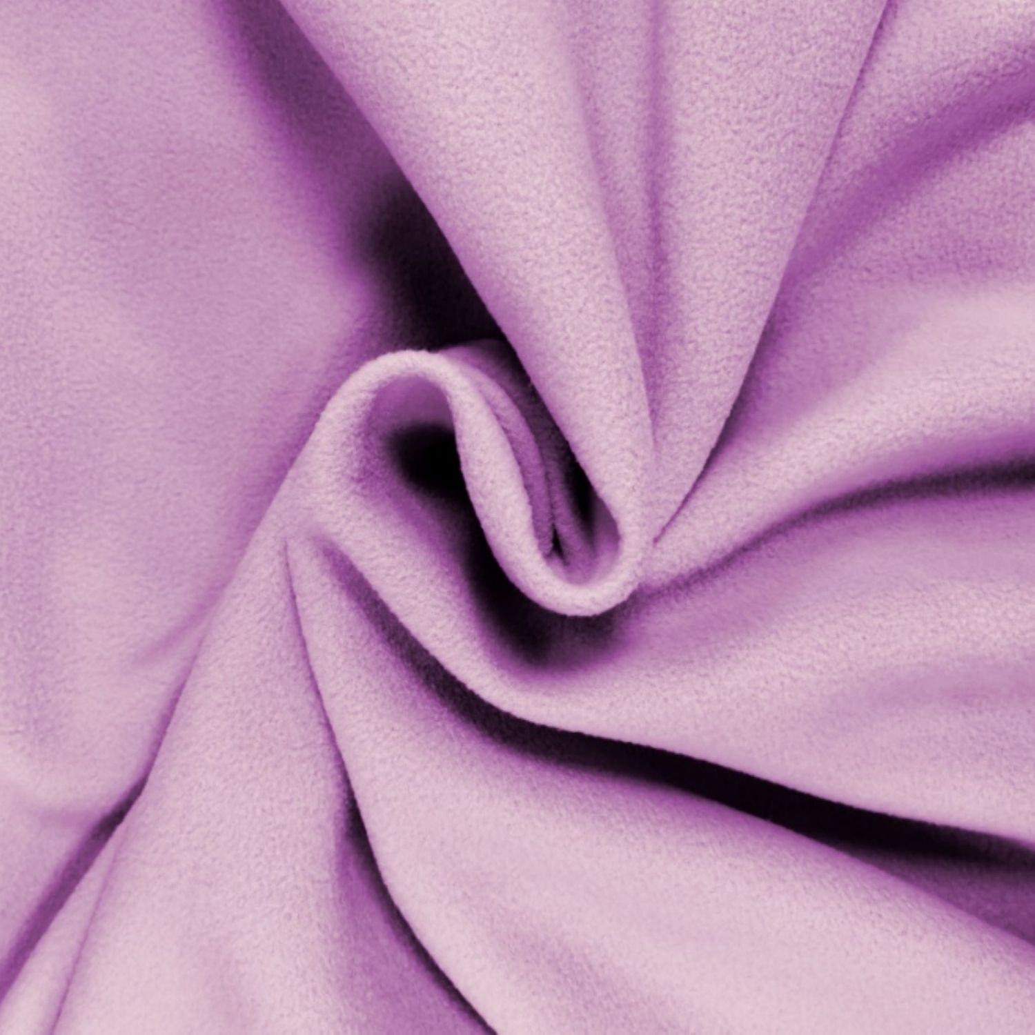 “Close‑up view of lilac fleece fabric, showing its soft, plush, and slightly fuzzy texture.”
